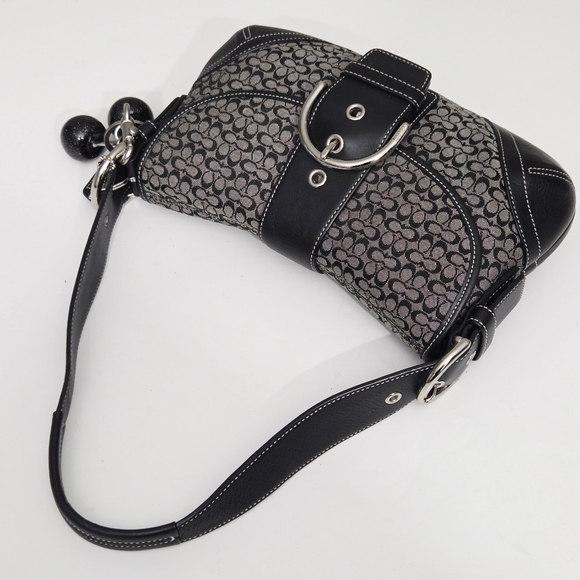 EXCELLENT VINTAGE COACH Y2K MINI SIGNATURE SOHO BUCKLE FLAP SHOULDER BAG 6818 - Picture 5 of 11